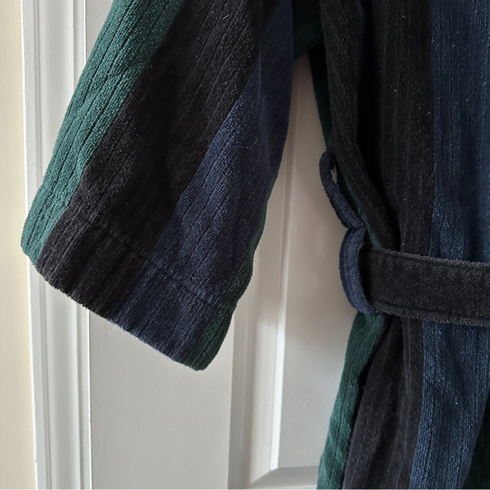 Vintage 80s/90s Claybrooke Green Blue Thick Terrycloth Robe Unisex One Size Bath - Picture 12 of 16
